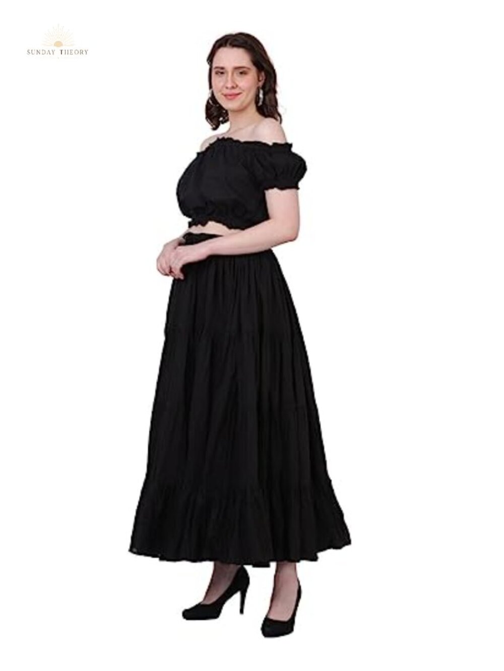Plus Size 25 Yard Cotton Maxi Skirt Tiered Gypsy Belly Dance Flowy - Picture 5 of 6